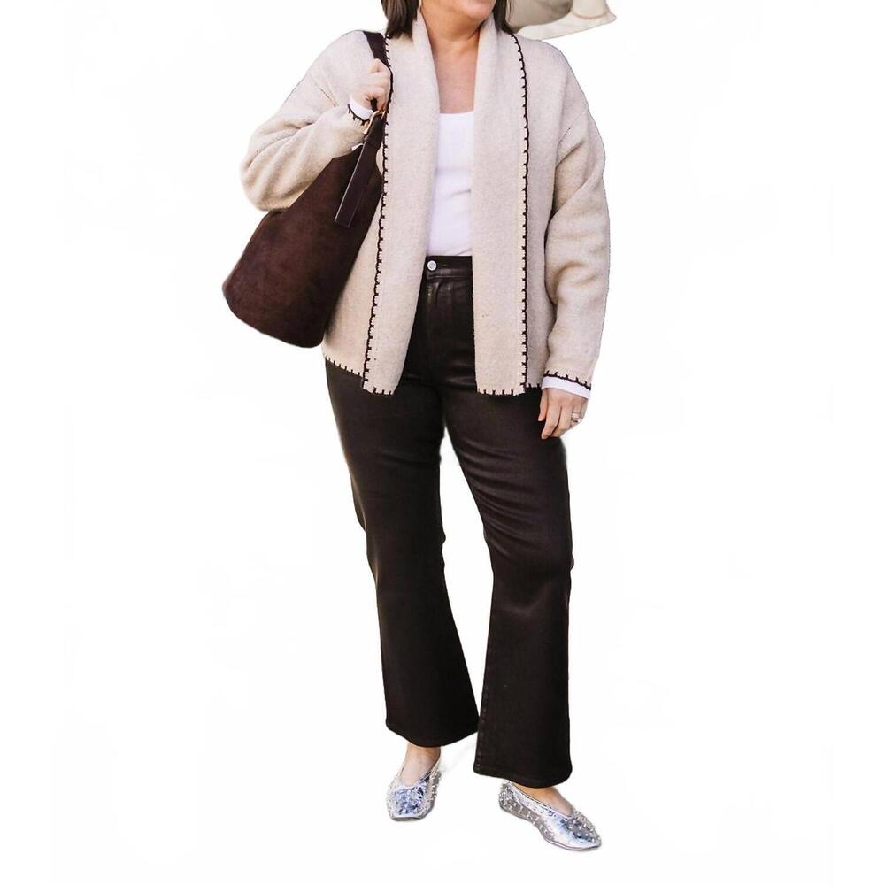 NEW FLAT WHITE dachshund cardigan sweater in oatmeal